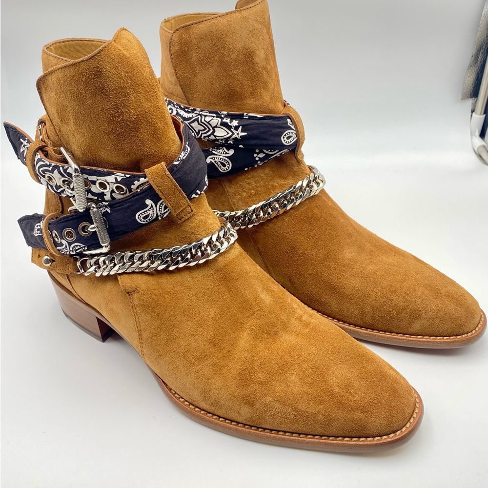 Amiri NIB suede cowboy bandana boots 43 1/2 in cognac - Picture 3 of 8